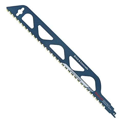 Reciprocating Saw Blade Brick Masonry Stone Cutting, 455mm Sabre Saw Blade Cut Aerated Concrete Cement Fiber Plaster Board, Tungsten Carbide Tipped Teeth- Long Life Fast Cutting Cover