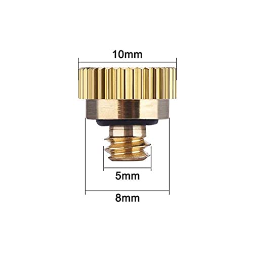 20 Pack Brass Misting Nozzles Tees, Brass Spray Nozzles For Greenhouse Landscaping Humidification, Dust Control Mist Nozzle Sprinkler For Outdoor Cooling System 0.012 Orifice (0.3 Mm) 10/24 Unc Garden #TOP2