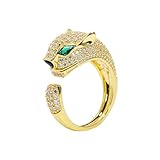 Aura & lrena Non Tarnish 18K Gold Plated Panther Rings for Women, Adjustable Luxury Jewelry for Women, AAA Cubic Zirconia, Elegant Leopard Rings Jewelry, Unique Fashion Gift for Rings for Men