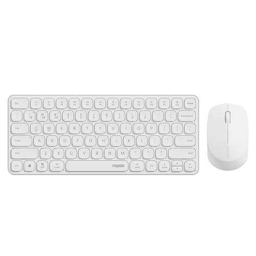 Rapoo 9010M Multi-Device Keyboard and Mouse Combo, 2.4GHz/Bluetooth 5.0/4.0 Wireless Keyboard & Mouse Set for Windows/Mac/Linux/Chrome, Support 4 Devices, Low-Profile Silent Click, Battery P
