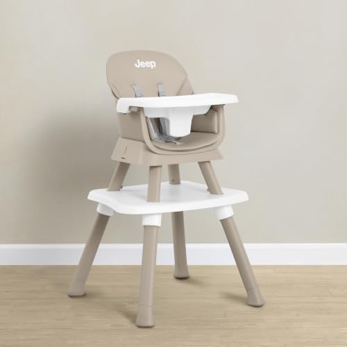 Image of Jeep Milestone 6-in-1 Convertible High Chair by Delta Children, Light Tan | 6-in-1 High Chair Converts to Stool, Booster Seat, Toddler Chair, Activity Table and Desk and Chair for Babies & Toddlers