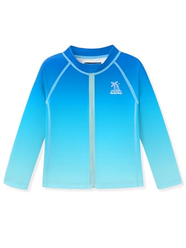 Image of BesserBay Baby Toddler Kids Rashguard Top UPF 50+ Long Sleeve Swim Shirt Zip Up Thumb Holes UV Jacket 12 Months-6 Years