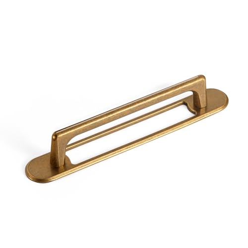 Goo-Ki 2 Packed Antique Brass Cabinet Pulls with Filigree Backplate-Affordable Luxury Zinc Alloy Cabinet Handles with 5''(128MM) Hole Centers,
