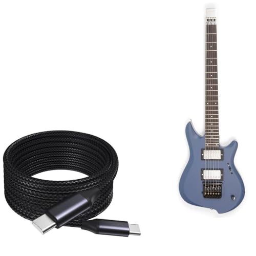 BoxWave Cable Compatible with Jamstik Studio MIDI Guitar - DirectSync PD Cable (10ft) - USB-C to USB-C (100W), Long Type C Braided Nylon Alloy Fast Charge - Jet Black