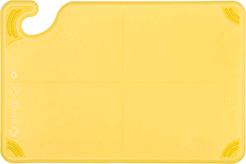 San Jamar Saf-T-Grip Plastic Cutting Board With Safety Hook, 6" X 9" X 0.375", Yellow #TOP1