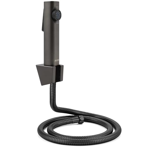 Image of ALTON SHR20855, Health Faucet with SS-304 Grade 1.25 Meter Flexible Hose Pipe and Wall Hook, Black (Jet Spray for Toilet)