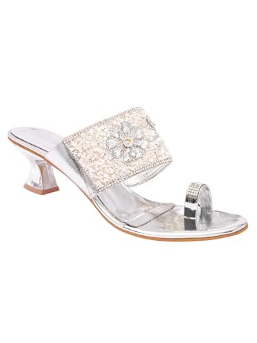 Image of TRYME Fancy Embroidery Kitten Heel Sandal Stylish Embellished Wedding Footwear Sandals For Women & Girls