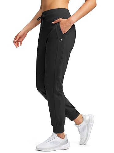 Soothfeel Women's High-Waisted Fleece-Lined Joggers - Water-Resistant Thermal Pants for Winter Running and Hiking with Pockets