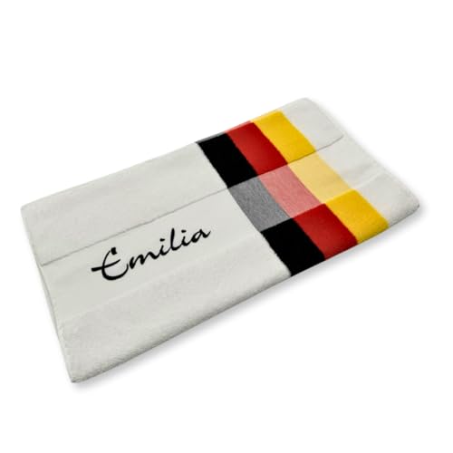 WEBEREI PAHL Personalisiertes Handtuch Deutschland-100% Baumwolle, Individuelles Badetuch/Duschtuch, Hochwertig Bestickt mit Namen oder Wunschtext, (50 x 100 cm)