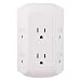 GE Pro 6 Outlet Surge Protector Adapter Spaced Tap, 3-Prong Power Strip, Charging Station, Side Access, White, 43648