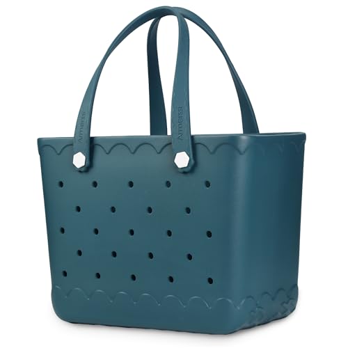 Armerssi X-Large Rubber Tote Beach Bag for Women | Medium Durable Rubber Bag Waterproof Washable Versatile Tote Bags (Midnight Blue Medium)