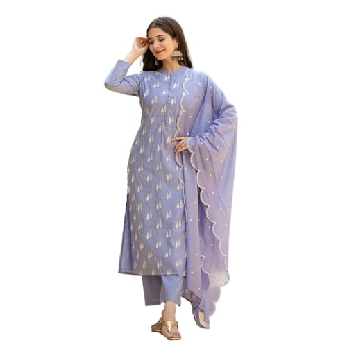 Image of SHIENZY Women's Silk Blend Kurta Pant with Dupatta Set