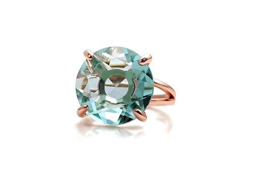 Bague topaze bleue en or rose 14k : haute joaillerie artisanale pour femme