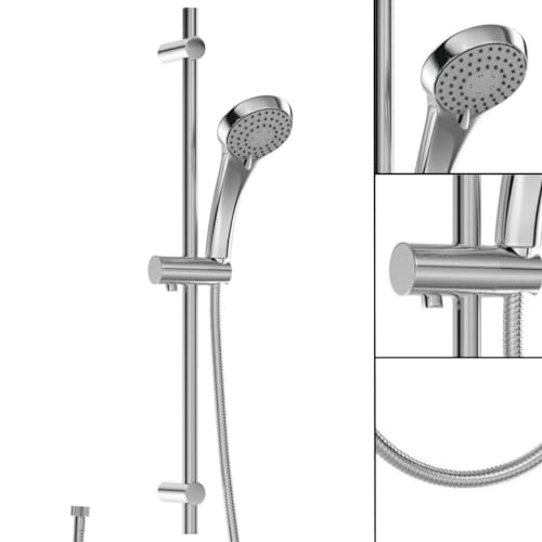 Image of Tona Round Shower Kit | Shower Riser Rail Kit | Wall Mounted | Chrome