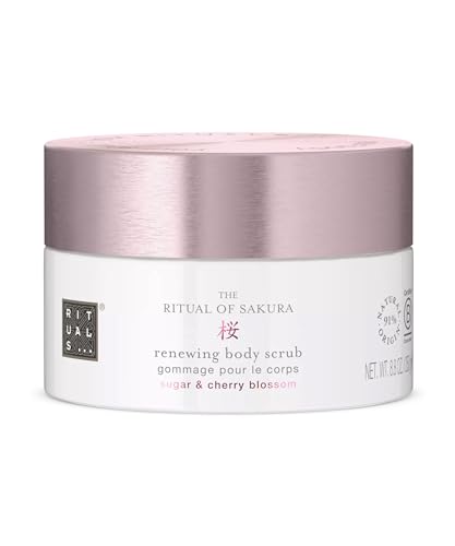 RITUALS Body Scrub The Ritual of Sakura – Exfoliante corporal con azúcar, flor de cerezo, leche de arroz y aceite de jojoba – 91% de ingredientes de origen natural – 250 g