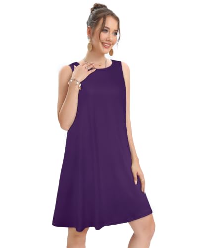 Image of elescat Women's Summer Dresses Casual Sleeveless Loose Sundress with Pocket
