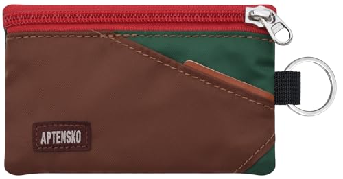 Image of RFID Blocking Travel Wallet with Adjustable Lanyard, Small Nylon Zipper Pouch and Badge Holder for ID, Credit Cards, Cash, Keys, Commuters (Coffee+DarkYellow)