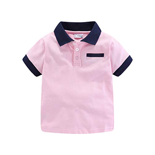 Mud Kingdom Boys Pique Polo Shirts for Toddler Short Sleeve Stripe Plain 1-9 Years