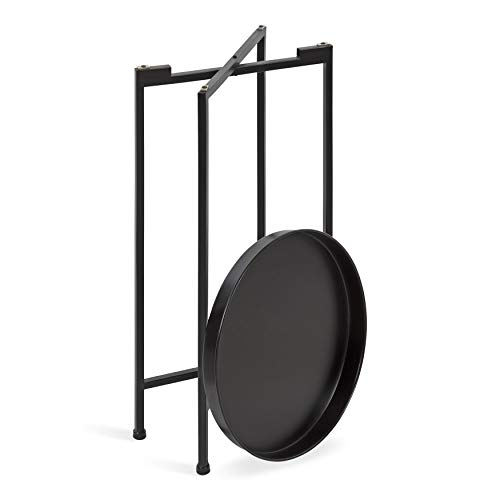 Image of Kate and Laurel Celia Round Metal Foldable Accent Table with Tray Top, Black