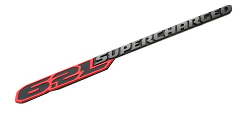 Image of 1pc New 6.2L Supercharged Hood Emblem Nameplate 3D Badge Replacement for 2021-2024 TRX 6.2L 68444262AB (Black Red)