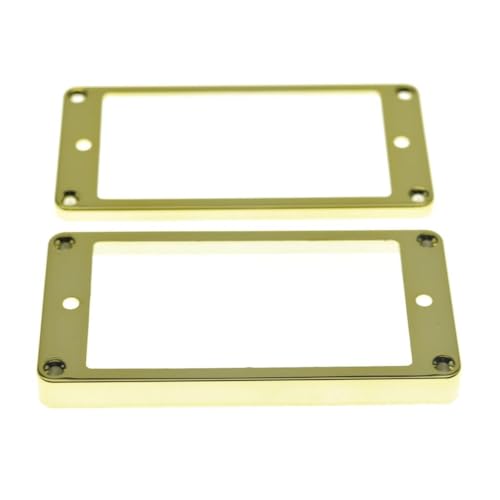 Image of Dopro Set of 2 Plastic Humbucker Pickup Ring Pickup Mounting Frame Flat Bottom 3 * 5 for Neck and 7 * 9 for Bridge Pickup Gold