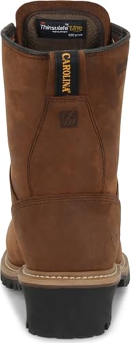 Image of Carolina Elm 8 inch Waterproof Insulated Steel Toe Logger Boots for Men - Rugged Men's Work Boots with 600g Thinsulate and Slip-Resistant Outsoles