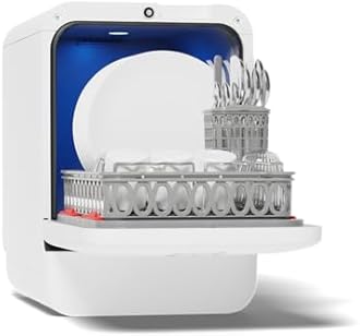 Bob - Compact Dishwasher -daily dishes of 3 people - Built-in Dishwasher - Free-standing, Integrated tank, Portable - White (UK Sticker)
