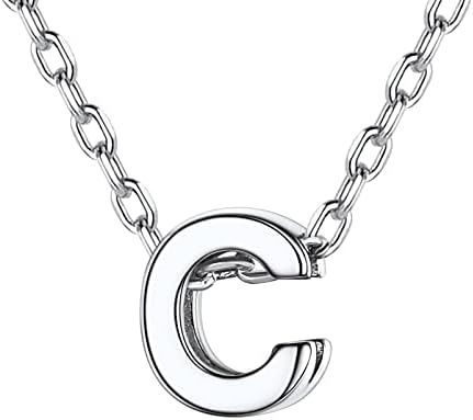 Silvora Sterling Silver Letter Pendant Necklace, Woman 18K Gold Tiny Initials Jewelry Delicate Gift Packaging