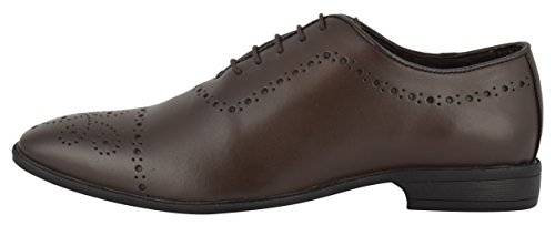 Image of Auserio Men Brown Leather Formal