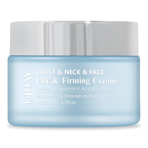 Retinol Neck Cream - Hyaluronic Acid & Caffeine Enriched Neck Firming Cream | Anti-Aging 3-in-1 Moisturizing Cream to Minimize Fine Lines, Dullness & Sagging Skin for Neck, Chest & Face (50ml/1.7oz)