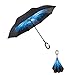 Produktbild mollylover Sonniger Regenschirm,Umgekehrter Regenschirm,Doppelschicht-C-Typ-Griff-freier Regenschirm,Inverted Stockschirme,Anti-Empfänger gerade Stange Auto wetterfester Regenschirm