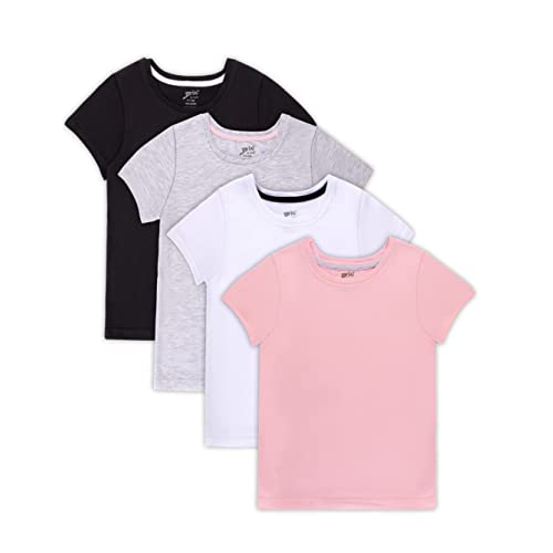 Brix Girls' Short Sleeve Tees - 4-Pack Crew Neck Jersey Comfort Soft Fashion T-Shirts.6-7 #TOP24