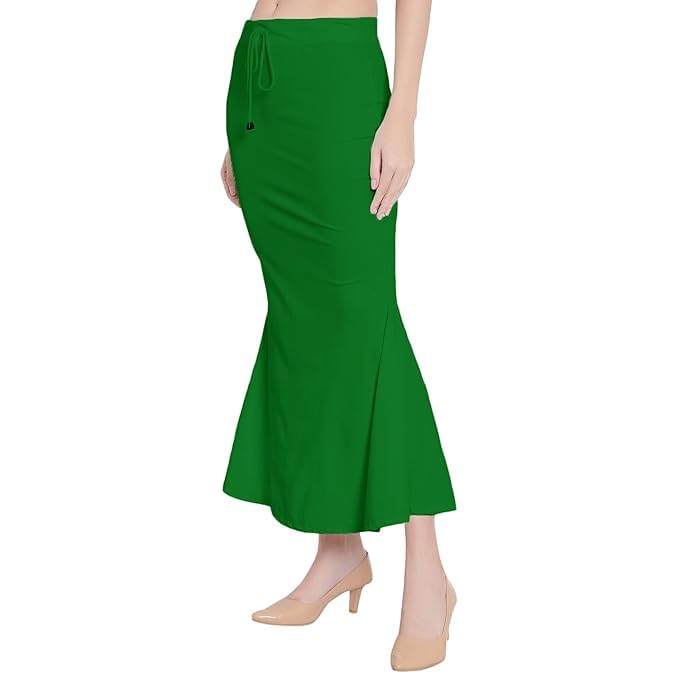 Image of Saree Shapewear Petticoat for Women Cotton Blended Lycra Shaper Petticoat with Elastic & Lace (Drawstring) Long Under Skirt Fishcut Wrinkle Free Shapewear