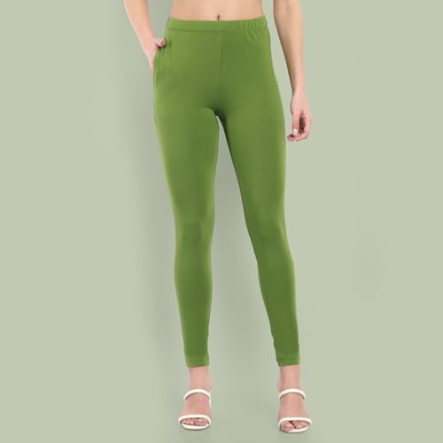 Image of ONE SKY Women Full Length Leggings | Cotton Modal Spandex Blend | High Waist Stretchable & Bio-Washed Fabric | Colour-Lock Technology | Comfortable Leggings for Women