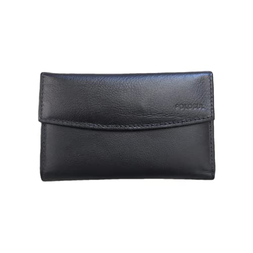 Carteira Feminina de Couro Legitimo Porta Cartão Preta