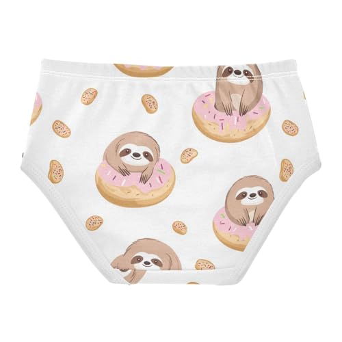 Wusikd Cute Sloths Floating Donut Girls' Underwear Cotton Girls Briefs Soft Toddler Underwear 2T2