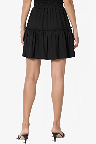 TheMogan Ruffled Tiered Linen-Blend Drawstring Elastic Waist A-Line Mini Skirt2