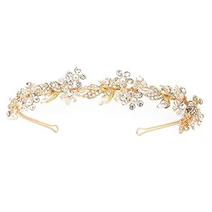 Hktec Kristallen bloemenhoofdband dames bruiloft bruid bruidsmeisje party haarband diadeem haarsieraad parel strass haarbanden prinses meisje verjaardag cadeau