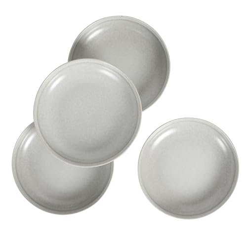 Image of Gibson Elite Beckett 4-Piece Ash White Dinner Bowl Set - Reactive Glaze Stoneware - Shallow Pasta Bowls - Round Wide-Rim Design - Microwave & Dishwasher Safe