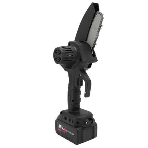 Generic Mini Motosierra Eléctrica, Seguridad de 4 Pulgadas Disipación de Calor Inalámbrico Motor de Cobre Puro 100-240V Profesional para Corte de Madera (Enchufe de la UE)