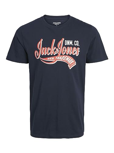 Jack & Jones Jjelogo Tee Ss O-neck 2 Col 23/24 Pls Camisetas para Hombre, Hombre, Azul Marino, Rojo Y Blanco, 3XL Grande