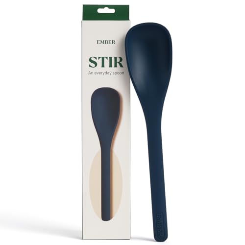 Image of Ember Cookware Silicone Stir Spatula 27 cm | 230C Heat Resistant | Platinum Grade Silicone Stirring Spoon | Heat Resistant Spatula for Cooking & Serving | Non Scratch Seamless Unibody Design | Blue
