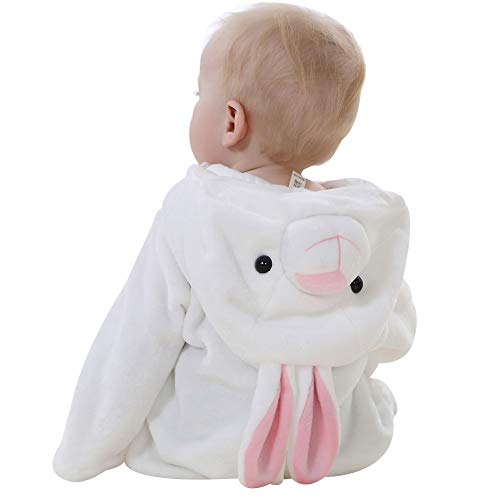 Miniatura 4 de Anufer Unisexo Bebé Encapuchada Mameluco Franela Linda Animal Mono Atuendos De Invierno Conejo Blanco Sn07652 0-6 Meses