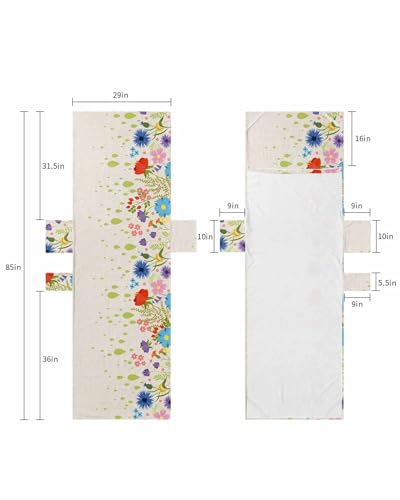 Spring Floral Beach Lounge Chair Towel Cover, Soft Chaise Lounge Towel with Side Pockets Patio Pool Chairs Cover for Beach/Pool Sunbathing 29x85 Colorful Flowers Botanical Summer Rustic