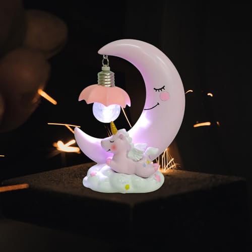 Lámpara de noche decorativa de resina Kallory con diseño lunar miniatura 7