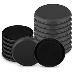 Patines Goma Eva Navaris Deslizadores para muebles en moqueta - Set 16x almohadilla redonda de goma EVA y plástico para mover sillas mueble mesa - Pads 9 cm y 12 cm