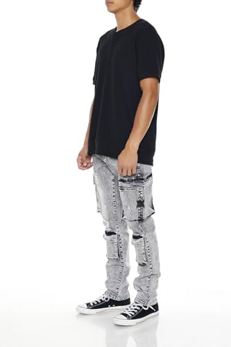 Forever 21 Men's Acid Wash Slim-fit Cargo Jeans3
