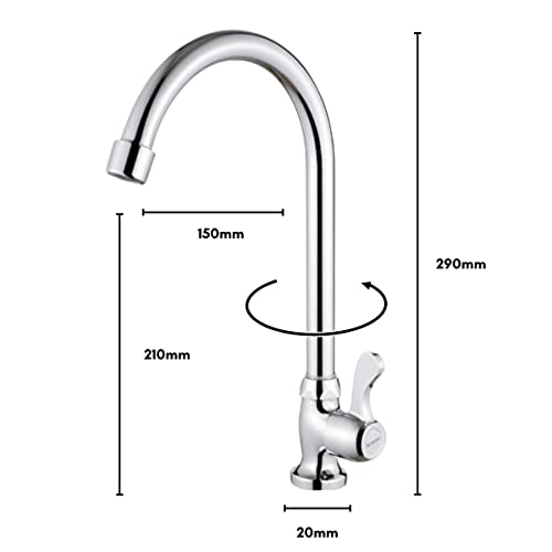 Torneira Inox Lavatório Bica Cromada, Cozinha, Banheiro, Mesa, Bancada, Alta, Pia, Básica, Simples,