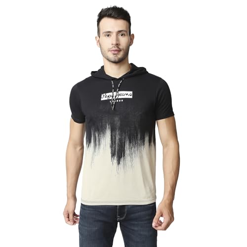Image of Pepe Jeans Men's Cotton Printed Loose Fit T-Shirt with Hood
