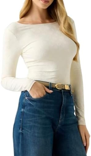Guess Womens Long Sleeve Scoop Back Nadene Top - Image 2